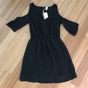 Cold shoulder black dress